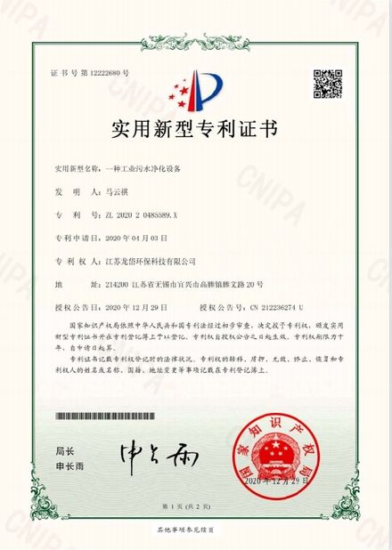 КИТАЙ Jiangsu Longdai Environmental Protection Co., Ltd. Сертификаты